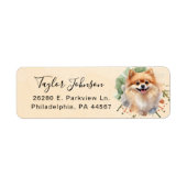 Pomeranian-hond retouradreslabel etiket (Voorkant)