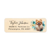 Pomeranian-hond retouradreslabel etiket (Voorkant)
