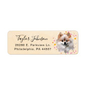 Pomeranian-hond retouradreslabel etiket (Voorkant)