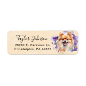 Pomeranian-hond retouradreslabel etiket (Voorkant)