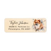 Pomeranian-hond retouradreslabel etiket (Voorkant)