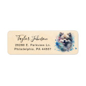 Pomeranian-hond retouradreslabel etiket (Voorkant)