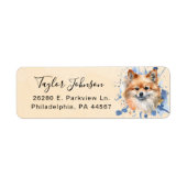 Pomeranian-hond retouradreslabel etiket (Voorkant)