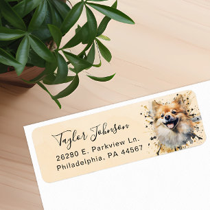 Pomeranian-hond retouradreslabel etiket
