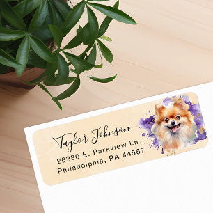 Pomeranian-hond retouradreslabel etiket
