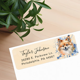 Pomeranian-hond retouradreslabel etiket