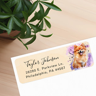 Pomeranian-hond retouradreslabel etiket
