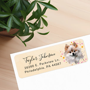 Pomeranian-hond retouradreslabel etiket