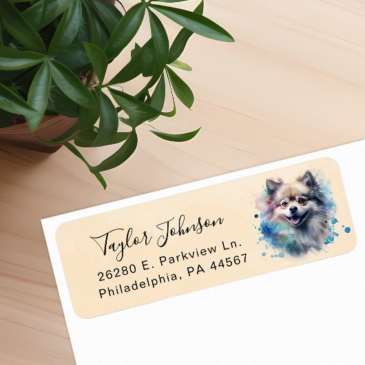 Pomeranian-hond retouradreslabel etiket