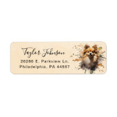 Pomeranian-hond retouradreslabel etiket (Voorkant)