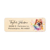 Pomeranian-hond retouradreslabel etiket (Voorkant)