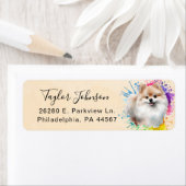 Pomeranian-hond retouradreslabel etiket (Insitu)