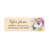 Pomeranian-hond retouradreslabel etiket (Voorkant)