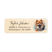 Pomeranian-hond retouradreslabel etiket (Voorkant)