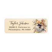 Pomeranian-hond retouradreslabel etiket (Voorkant)