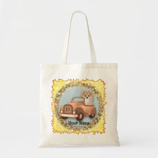 Pomeranian hond rijdt auto tote bag (Voorkant)