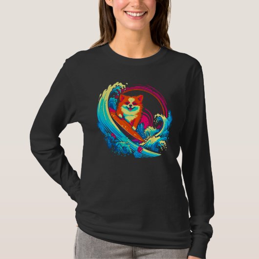 Pomeranian hond surft t-shirt (Voorkant)