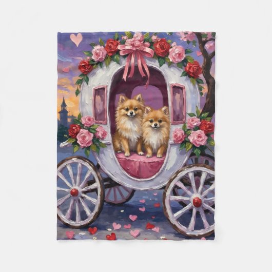 Pomeranian hond Valentijnsdag Fleece Deken (Voorkant)