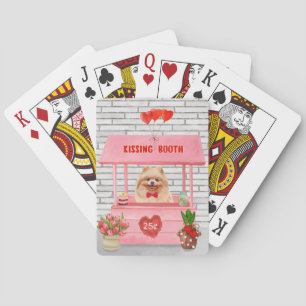 Pomeranian hond Valentijnsdag Kusstand Pokerkaarten