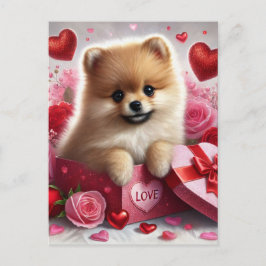 Pomeranian hond Valentijnsdag vakantie ansichtkaar Feestdagenkaart