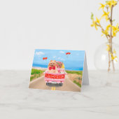 Pomeranian hond Valentijnsdag vrachtwagen harten Kaart (Gele Bloem)