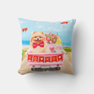 Pomeranian hond Valentijnsdag vrachtwagen harten Kussen