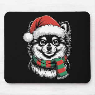 Pomeranian hond Xmas kerstman hoed sjaal kerst kos Muismat