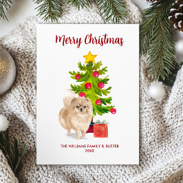 Pomeranian hondenfamilie Kerstmis Feestdagenkaart