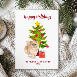 Pomeranian hondenfamilie Kerstmis Feestdagenkaart