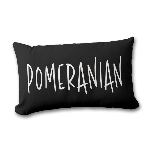 Pomeranian-hondenliefhebber en -eigenaar Chic Zwar Kussen (Pomeranian Dog Lover & Owner Chic Black & White Lumbar Pillow)