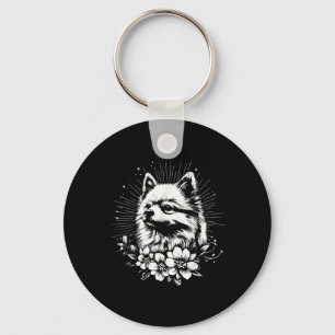 Pomeranian hondenliefhebber retro stijl tatoeage sleutelhanger