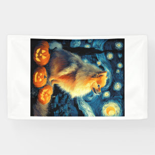 Pomeranian hondenliefhebbers Schilderij van van go Spandoek
