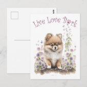 Pomeranian Hondenmoeder Bloemstuk Briefkaart (Voorkant / Achterkant)