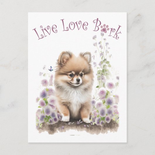 Pomeranian Hondenmoeder Bloemstuk Briefkaart (Voorkant)