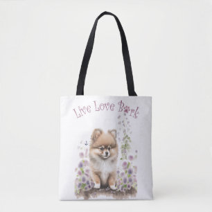 Pomeranian Hondenmoeder Bloemstuk Tote Bag