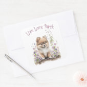 Pomeranian Hondenmoeder Bloemstuk Vierkante Sticker (Envelop)