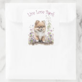 Pomeranian Hondenmoeder Bloemstuk Vierkante Sticker (Tas)
