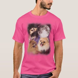 Pomeranian Howling Moon Hondenliefhebber Parodie T T-shirt