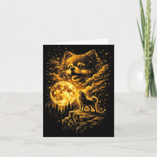 Pomeranian Huilt naar de Maan Vintage 90s Grappig Kaart