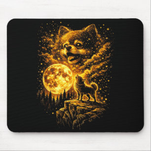 Pomeranian huilt naar de maan vintage 90s grappig muismat