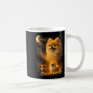 Pomeranian huilt naar de maan vintage 90s grappigP Koffiemok