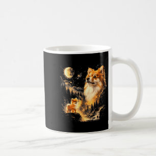 Pomeranian huilt naar de maan vintage 90s retro koffiemok
