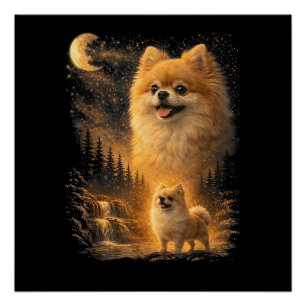 Pomeranian Huilt naar de Maan – Vintage Grappige H Perfect Poster