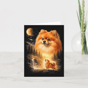 Pomeranian Huilt naar de Maan Vintage Mystiek Kaart