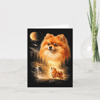 Pomeranian Huilt naar de Maan Vintage Mystiek Kaart