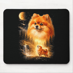 Pomeranian huilt naar de maan vintage mystieke hon muismat