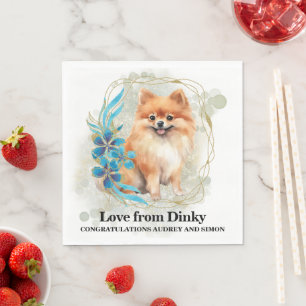 Pomeranian Huwelijks Servetten Met Honden Foto