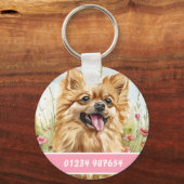 Pomeranian ID-label – voeg naam en contact toe Sleutelhanger (Achterkant)
