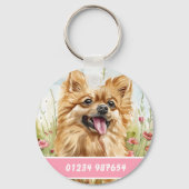 Pomeranian ID-label – voeg naam en contact toe Sleutelhanger (Achterkant)