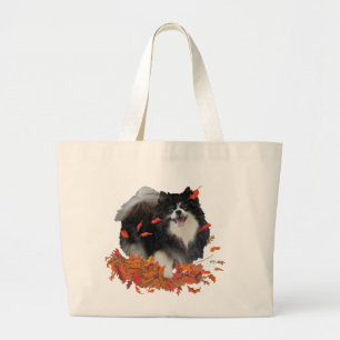 Pomeranian in de herfst grote tote bag